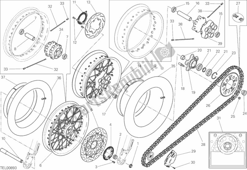 Alle onderdelen voor de Ruota Anteriore E Posteriore van de Ducati Scrambler Classic Thailand USA 803 2018